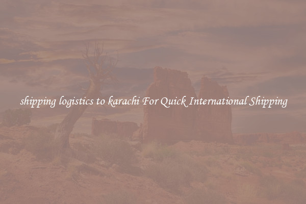 shipping logistics to karachi For Quick International Shipping