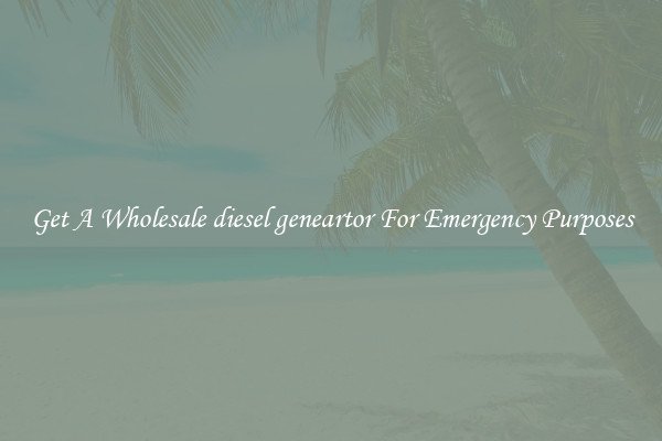 Get A Wholesale diesel geneartor For Emergency Purposes