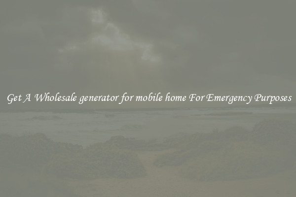 Get A Wholesale generator for mobile home For Emergency Purposes